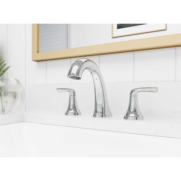 Ladera 8 in. Widespread Double Handle Bathroom Faucet in Polished Chrome (2-Pack)