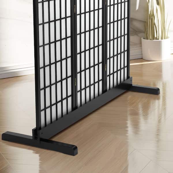 Black 3-Panel Room Divider Stand