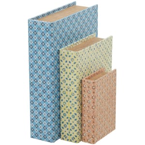 Rectangle Canvas Faux Book Box with Varying Patterns (Set of 3)