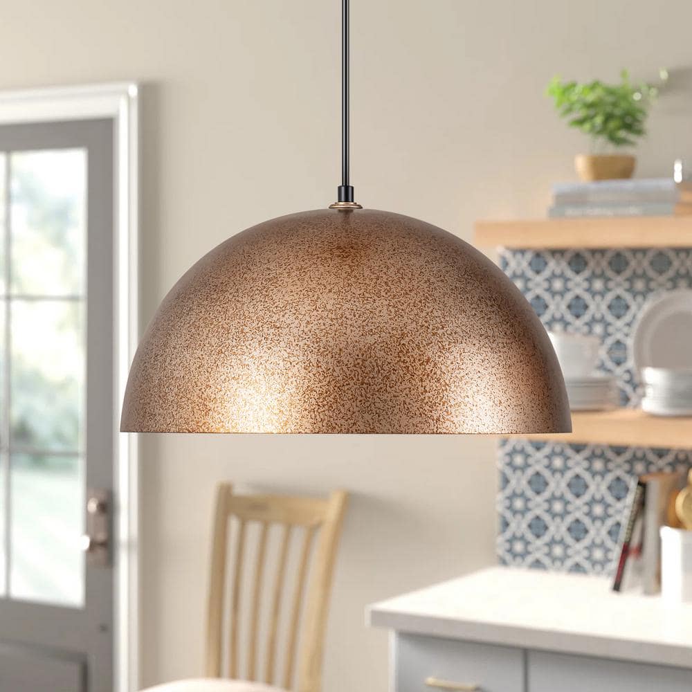 Hazel 15 in. 1-Light Antique Gold-Silver Oversized Dome Pendant Light price history on PriceWatchPro