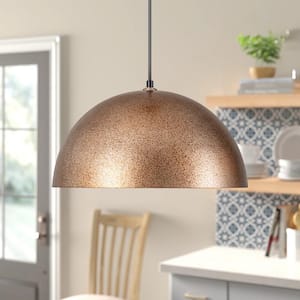 Hazel 15 in. 1-Light Antique Gold-Silver Oversized Dome Pendant Light