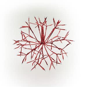 16 in. Tall Holiday 3D Snowflake Red Hanging Ornament, Indoor Festive Holiday Decor