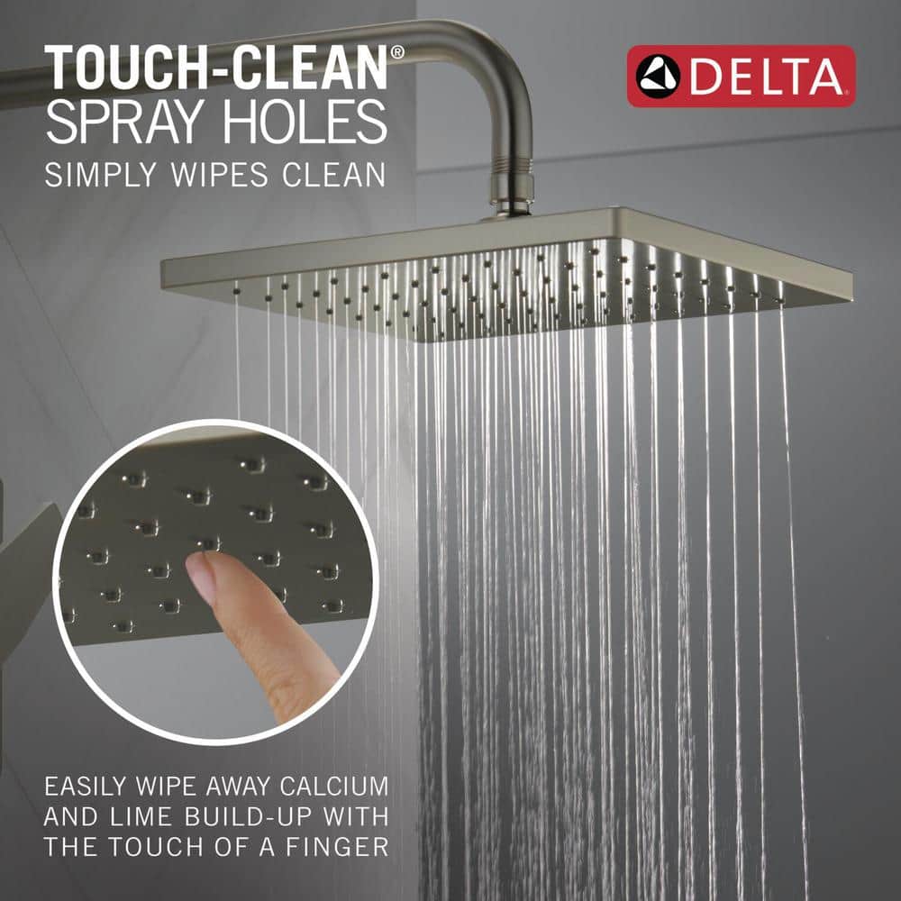 Spotshield Brushed Nickel Square Rainfall Shower Head Set
