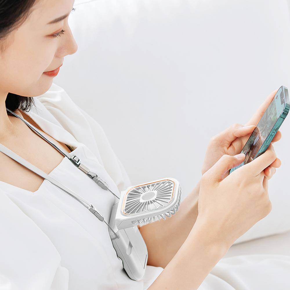 White Foldable Desk Fan with 4000mAh Power Bank and Tilt Feature