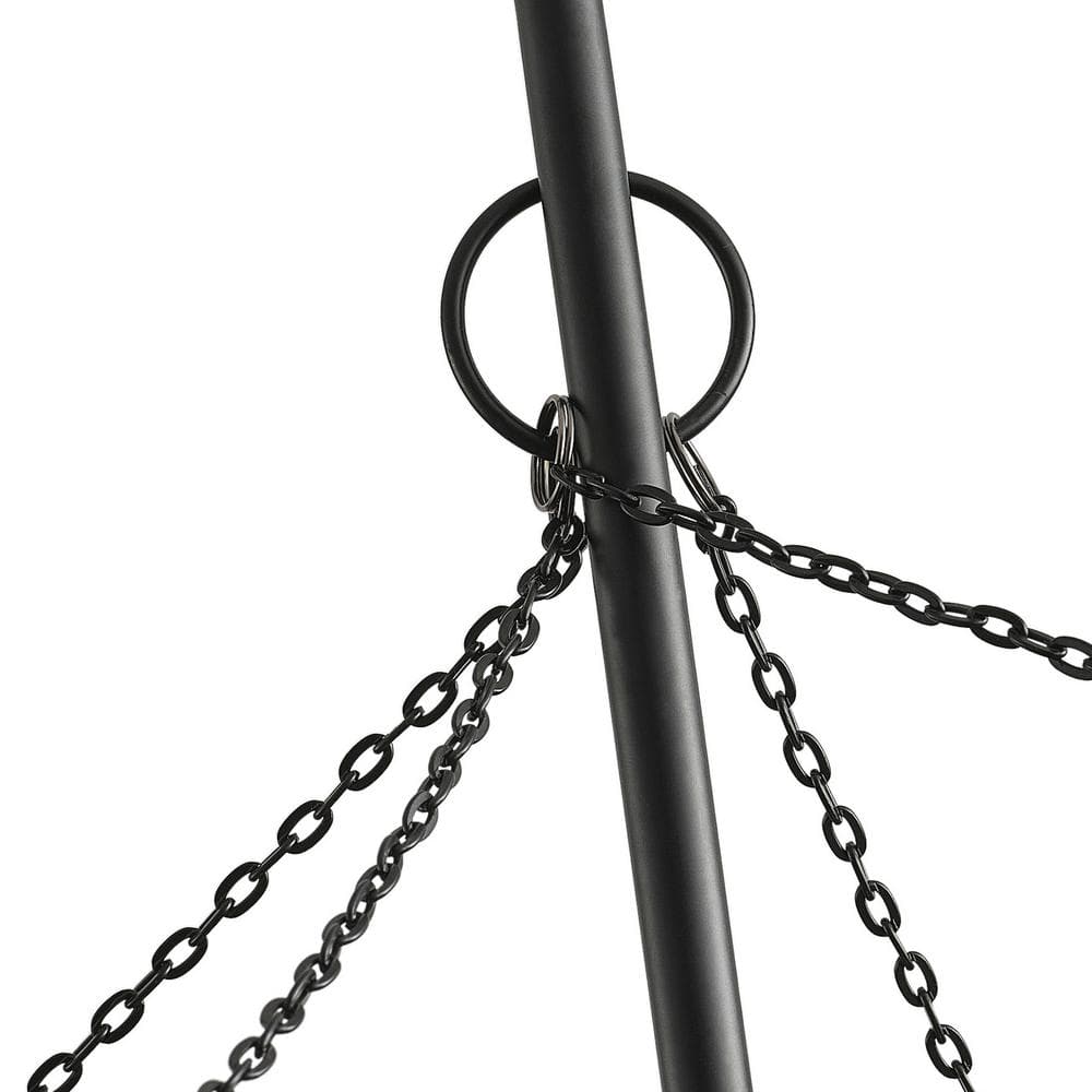 Black Tiered Metal and Rattan Pendant Light