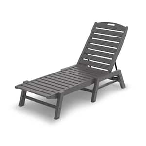Nautical Slate Grey 1-Piece Plastic Outdoor Chaise