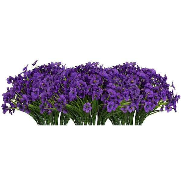 14 in. Purple 21 Bunches of Artificial Orchid Outdoor UV-Resistant