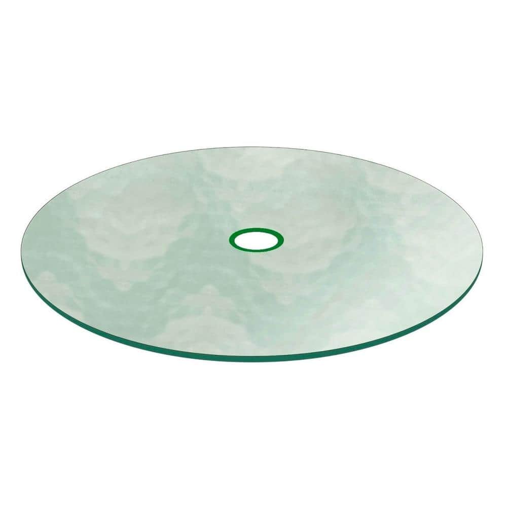Fab Glass and Mirror 42 in. Aquatex Round Patio Glass Table Top, 3/16 in. Thickness  Tempered Flat Edge Polished with in. Hole PT-42RDAQ6THFLT The Home Depot