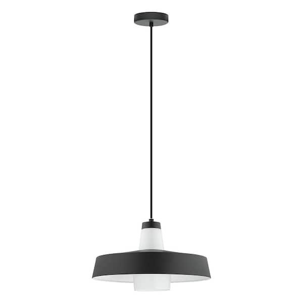 Eglo Tabanera 14.37 in. W x 72 in. H 1-Light Black Pendant with Metal Shade