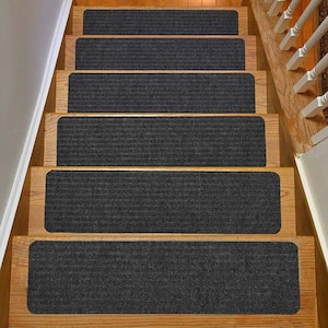 Old Gray 7 in. x 24 in. Indoor Carpet Stair Treads Slip Resistant Backing