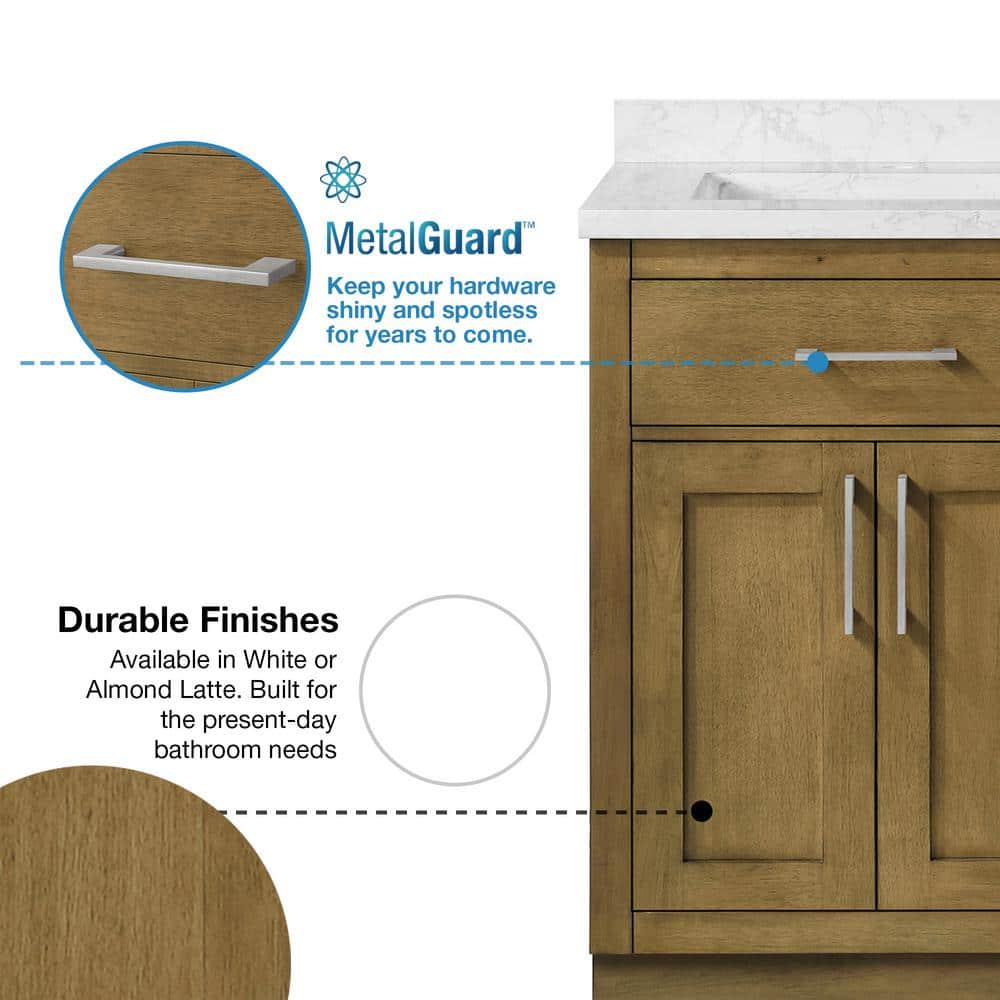 Athea 36'' Almond Latte Freestanding Bathroom Vanity with Marble Top