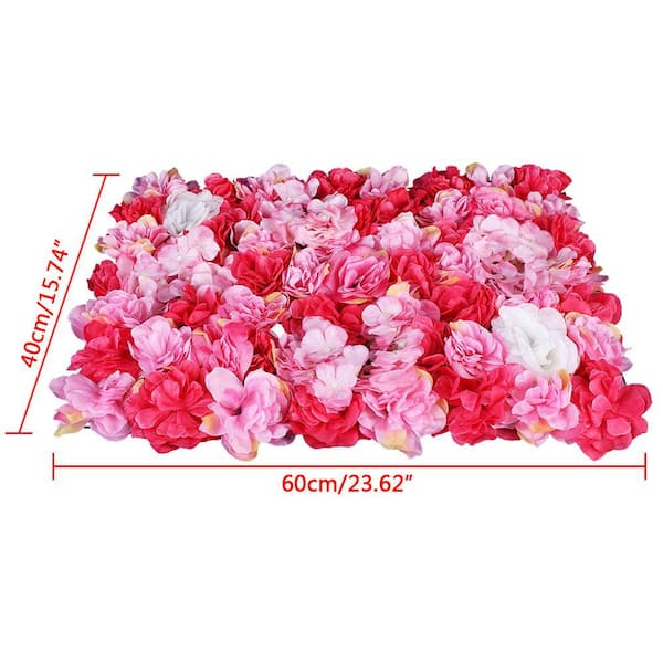 YIYIBYUS 12-Pieces 15.74 in. x 23.62 in. x 0.79 in. Artificial Rose Flower  Wall Panels Wall Decorative Wedding Party Background OT-ZJGJ-5235 - The  Home Depot