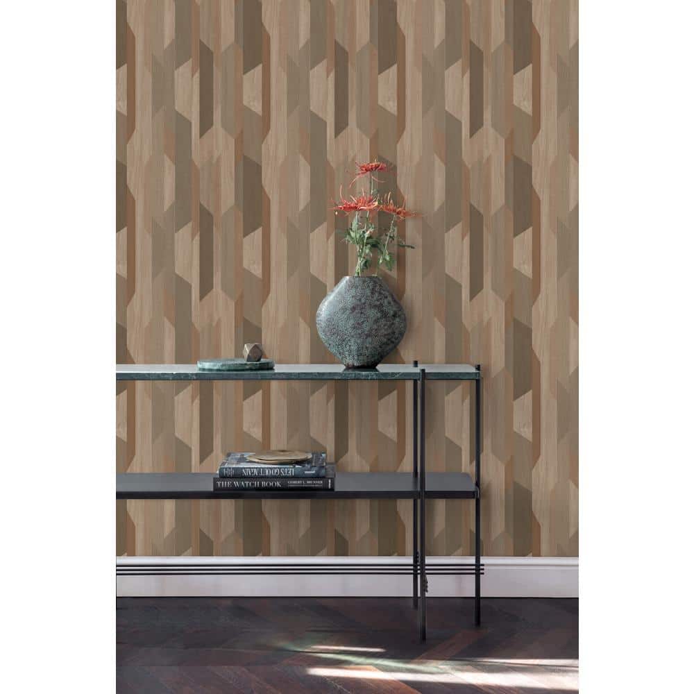 Brown Geometric Non-Pasted Textured Double Roll Wallpaper