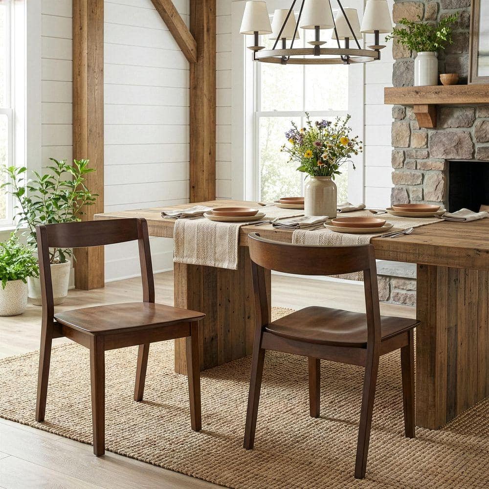 Glamour Home Astor Dark Brown Solid Wood Chair with Curved Back