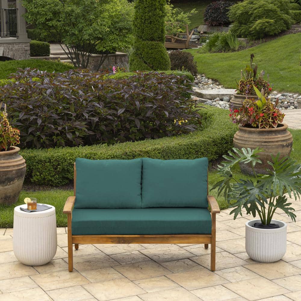 Peacock Blue Green Outdoor Loveseat Cushion Set