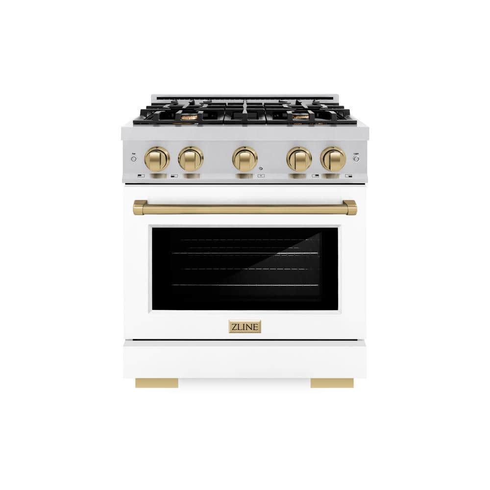 Select 30 in. 4-Burner Dual Fuel Range with Convection Oven in Stainless Steel, Matte White, and Champagne Bronze price history on PriceWatchPro