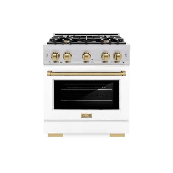 ZLINE Kitchen and Bath Select 30 in. 4-Burner Dual Fuel Range with Convection Oven in Stainless Steel, Matte White, and Champagne Bronze