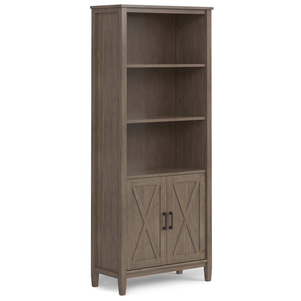 Ela Smoky Brown Solid Wood Adjustable Bookcase with Doors