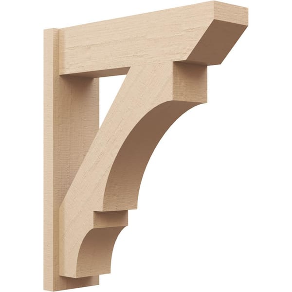 Ekena Millwork 8 in. x 34 in. x 28 in. Balboa Slat Rough Cedar Woodgrain Timberthane Polyurethane Outlooker, Primed Tan