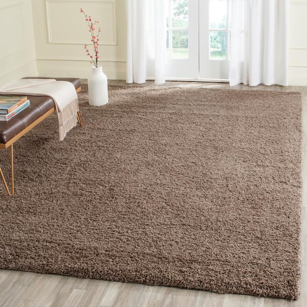 Laguna Shag Taupe 7 ft. x 7 ft. Square Solid Area Rug