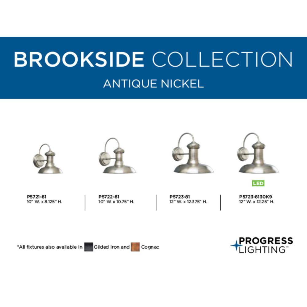 Brookside Vintage-Inspired Antique Nickel Steel Outdoor Wall Lantern