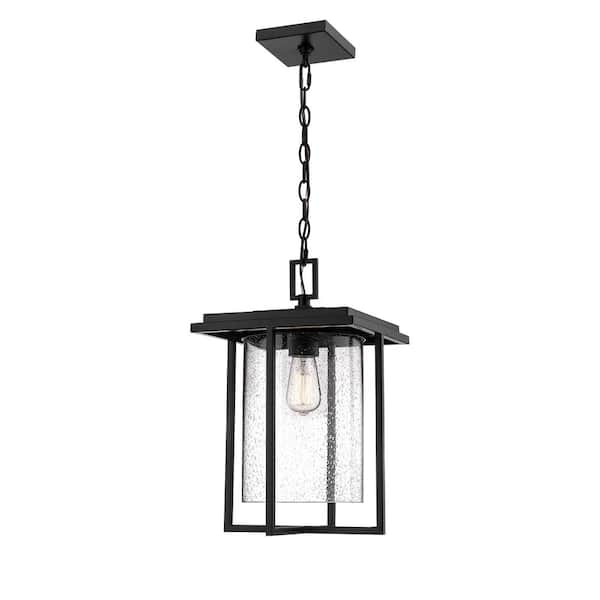 Millennium Lighting 1-Light 13 in. Powder Coat Black Outdoor Lantern Pendant
