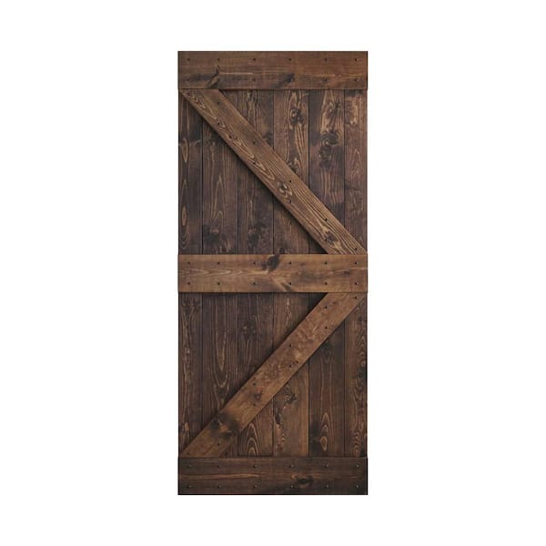 COAST SEQUOIA INC K Series 38 in. x 84 in. Kona Coffee DIY Knotty Pine Wood Barn Door Slab