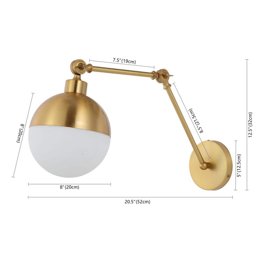 Alba Brass Gold 20'' Dimmable Frosted Glass LED Sconce