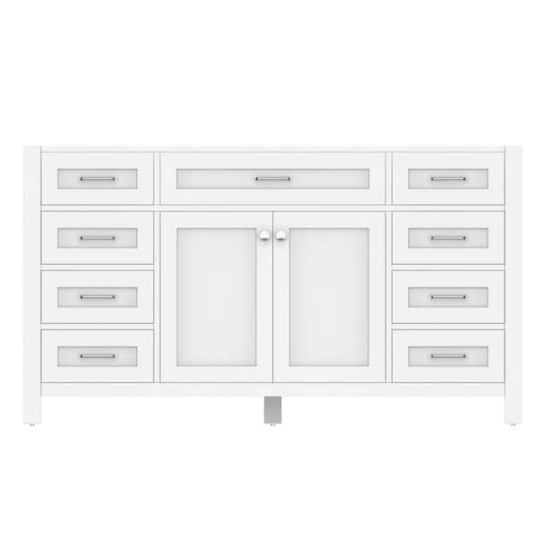 Alya Bath Norwalk 60 in. W x 21.5 in. D x 33.45 in. H Single Bath Vanity Cabinet without Top in White