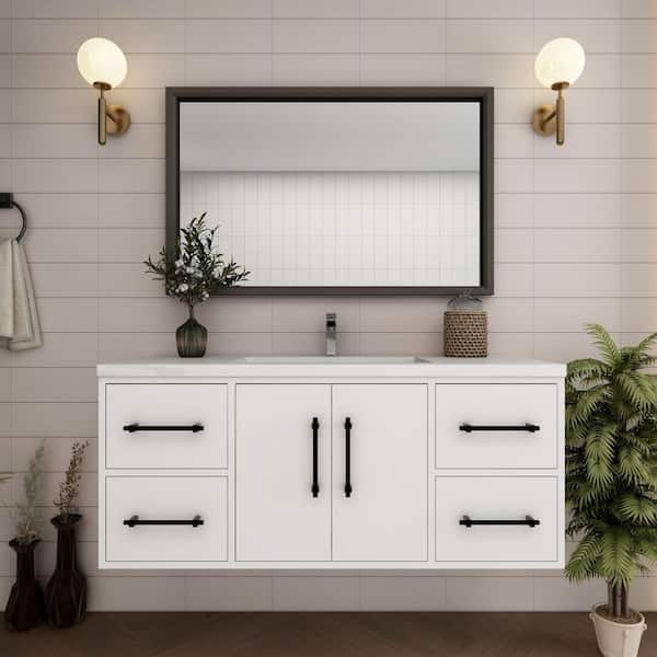 Victoria 47 in. W x 20 in. D x 22 in. H Single Sink Floating Bath Vanity in Gloss White with White Acrylic Top