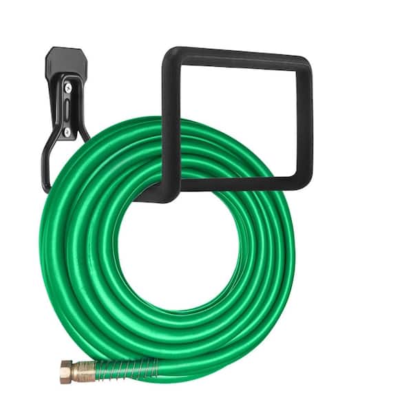 150 Ft Hose Holder Wall Mount Heavy Duty Iron Anti-Slip Rubber Black 1 Pack