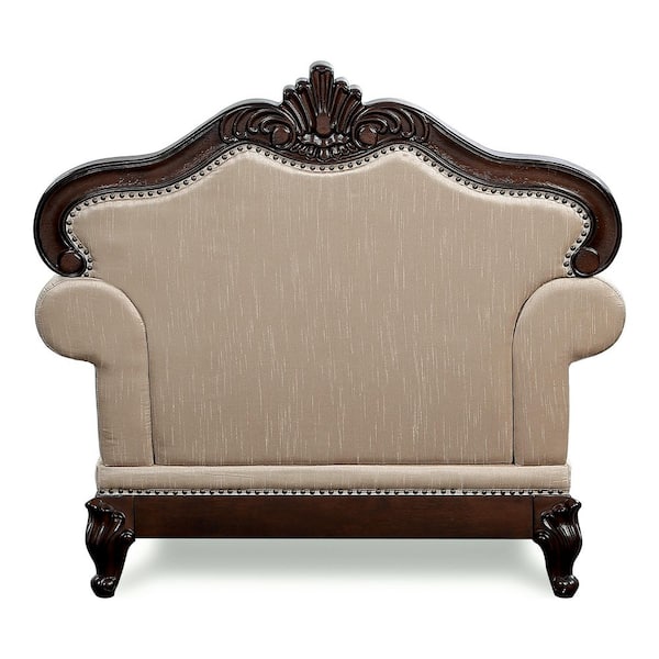 Noel Brown Fabric Accent Armchair with Tufting