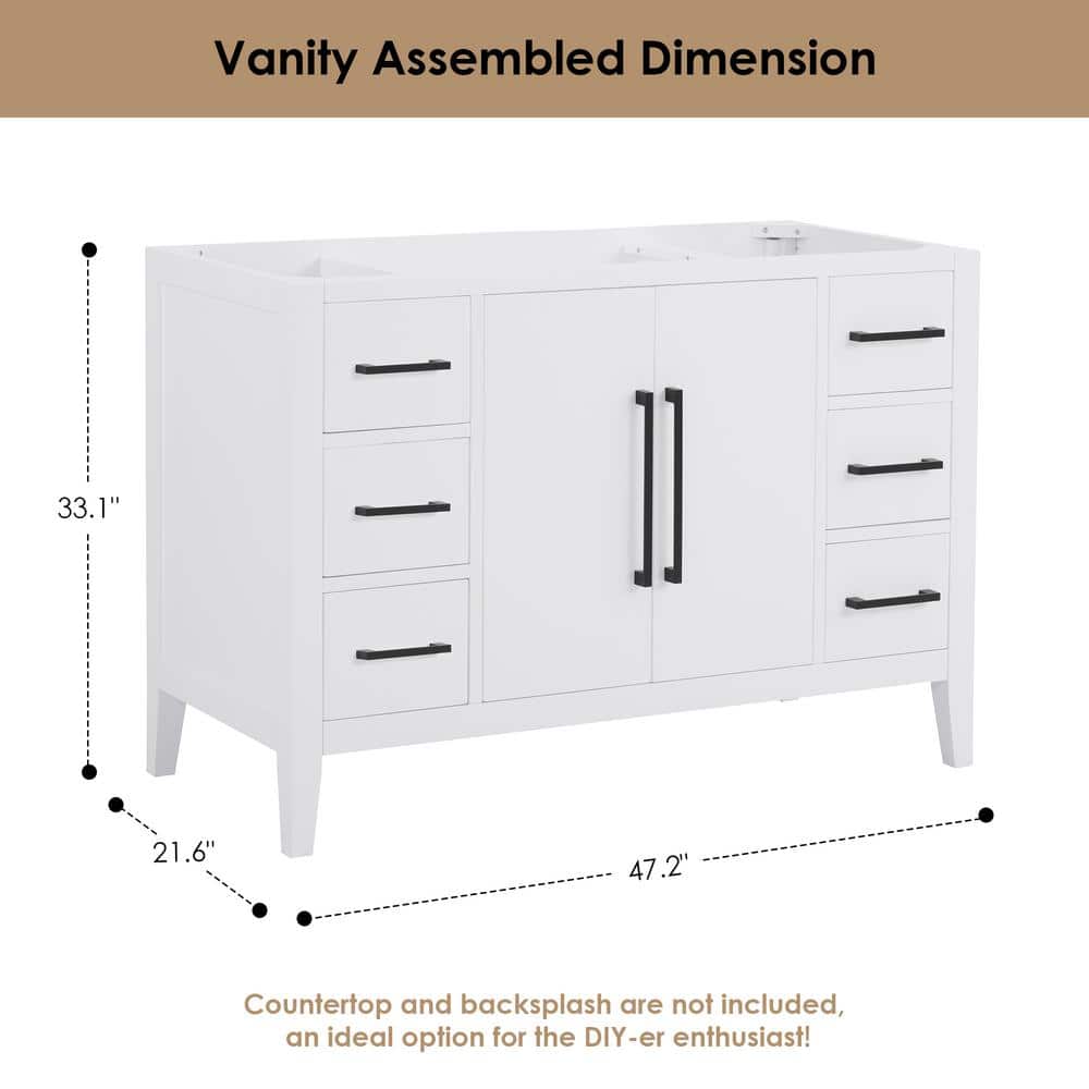 Laurel 47.2" White Fir Wood Single Bathroom Vanity Base