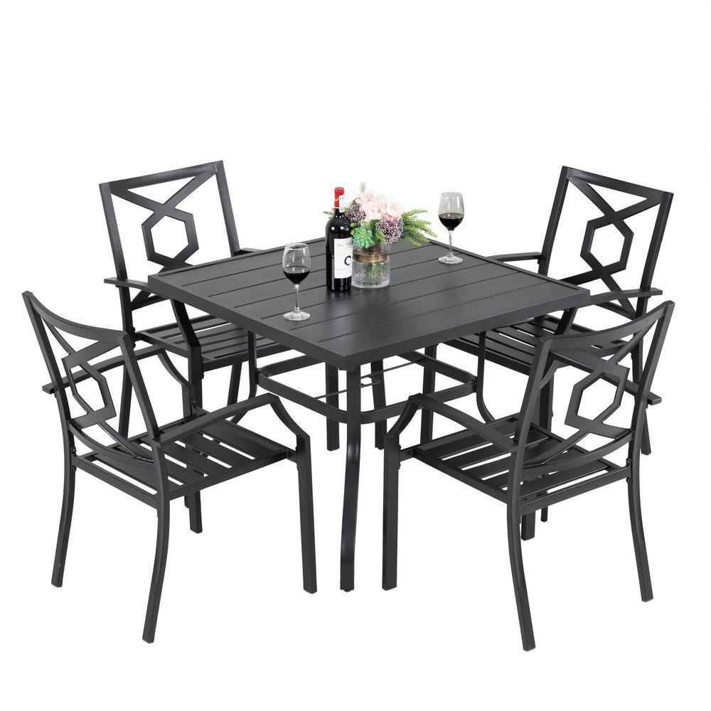Nuu Garden 5Piece Outdoor Dining Set with Umbrella Hole Patio