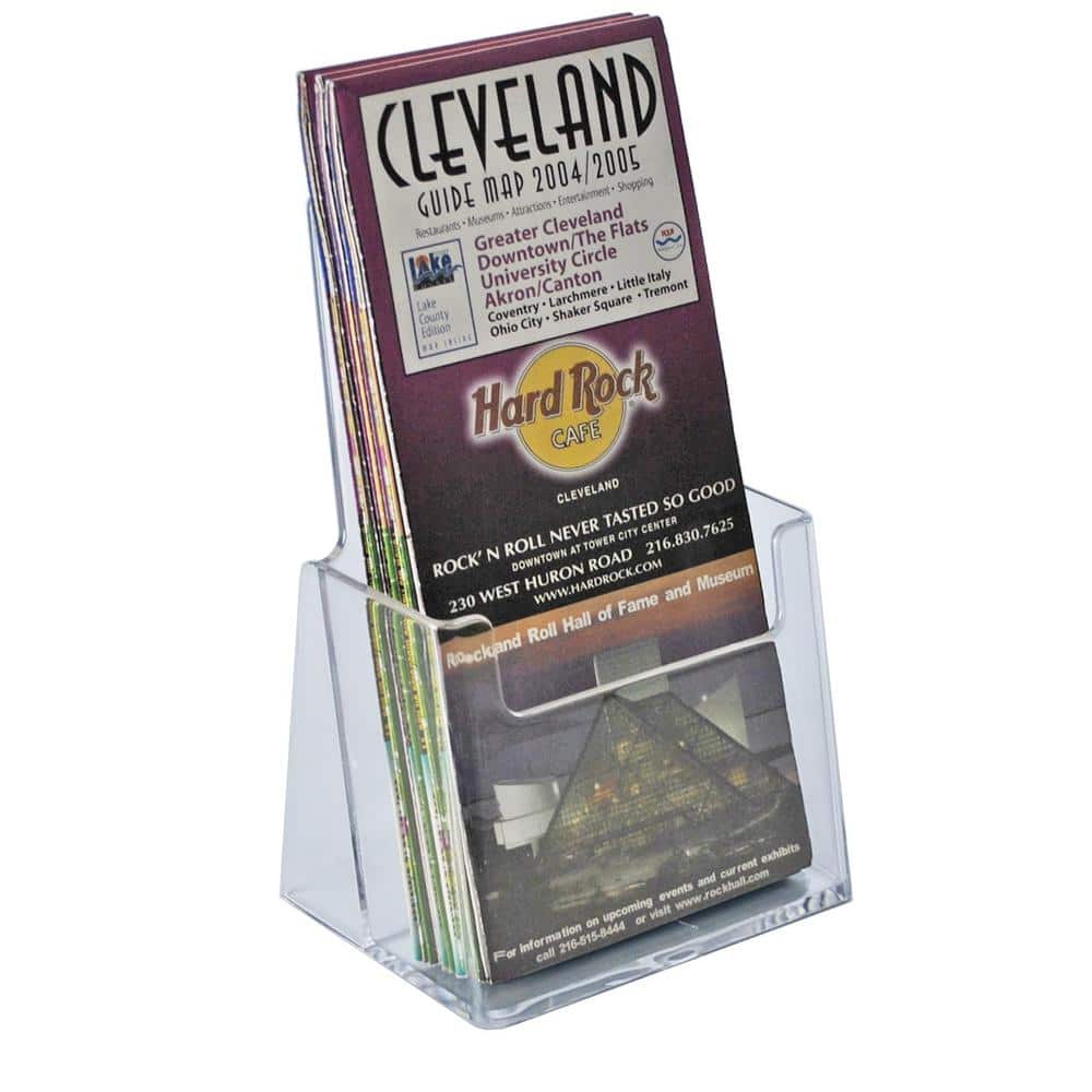 Clear Acrylic Wall Mounted Trifold Brochure Holder, 7.25" x 4"