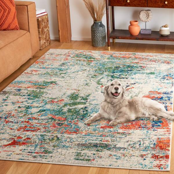 SAFAVIEH Madison 7 ft. x 7 ft. Square Green/Rust Distressed