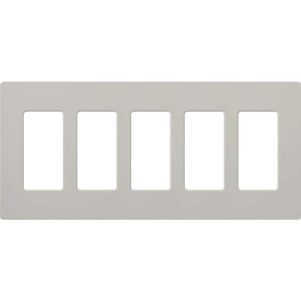 Lutron Claro 5 Gang Wall Plate for Decorator/Rocker Switches, Satin, Palladium (SC-5-PD) (1-Pack)
