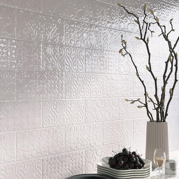 Zurbaran Blanco 4.73 in. X 9.45 in. Polished Ceramic Subway Wall Tile (8.07 sq. ft./Case)
