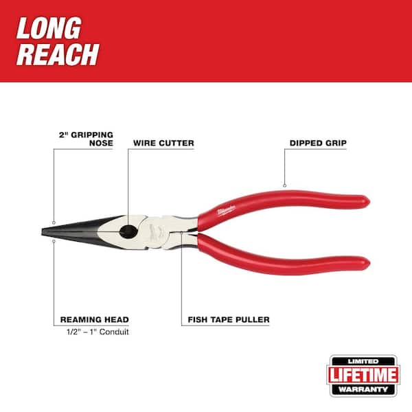 Milwaukee 8 In. Dipped Grip Long Nose Pliers (USA) - Henery Hardware