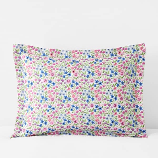 White Multi Company Kids Joy Garden Cotton Percale Standard Sham