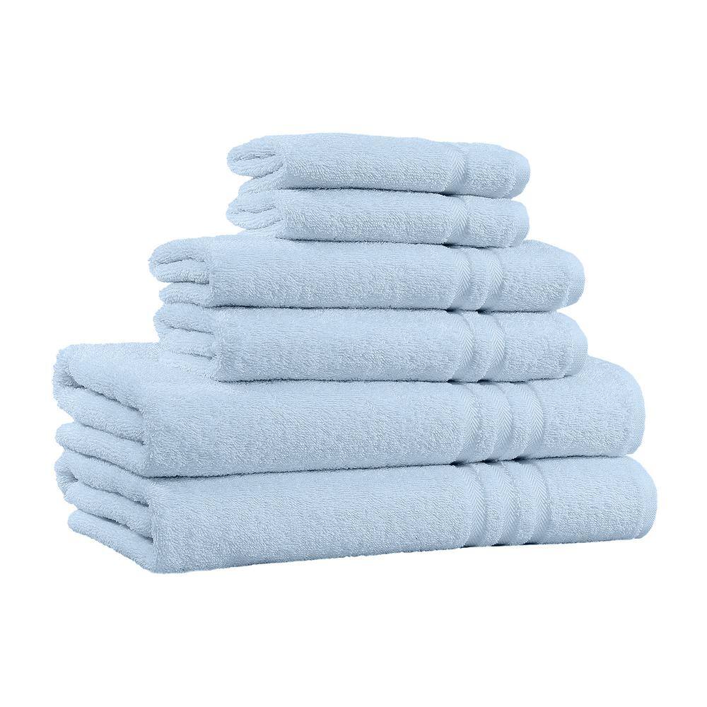 6Piece Sky Blue Extra Soft 100 Egyptian Cotton Bath Towel Set 6pc
