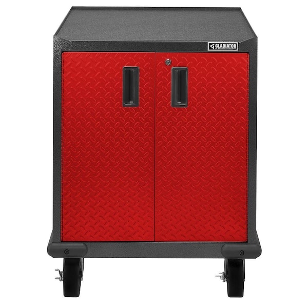 Gladiator Premier Series Pre-Assembled Steel Freestanding Garage Cabinet in Red with Casters (28 in. W x 35 in. H x 25 in. D)