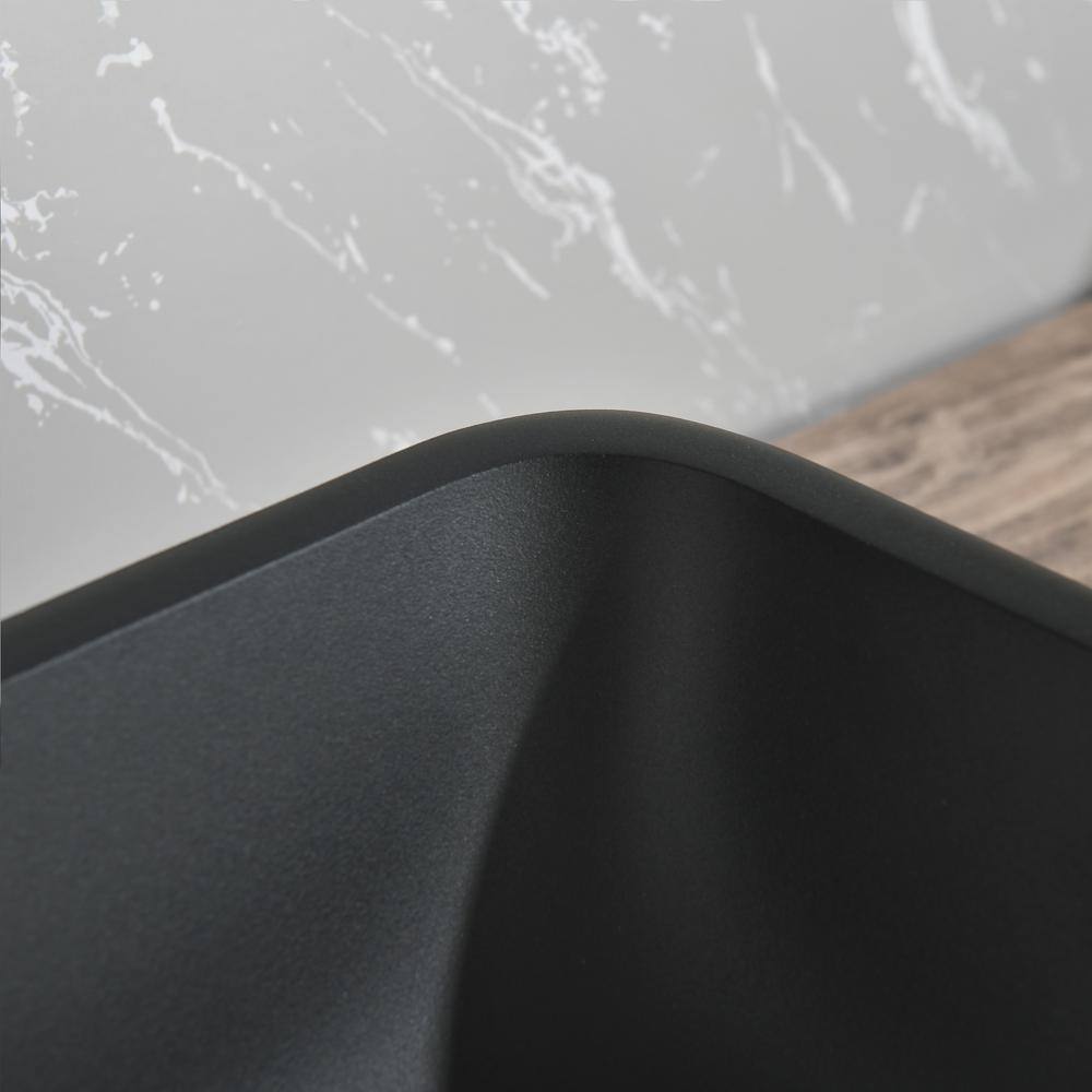Matte Black Rectangular Glass Vessel Sink with Faucet