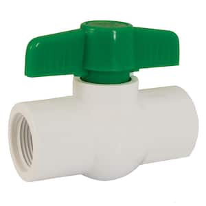 PVC 1/2 in. x 1/2 in. Straight Ball Valve with Threaded Ends