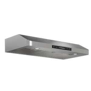 42 in. 600 CFM Ducted Under Cabinet Range Hood in Stainless Steel with LED light