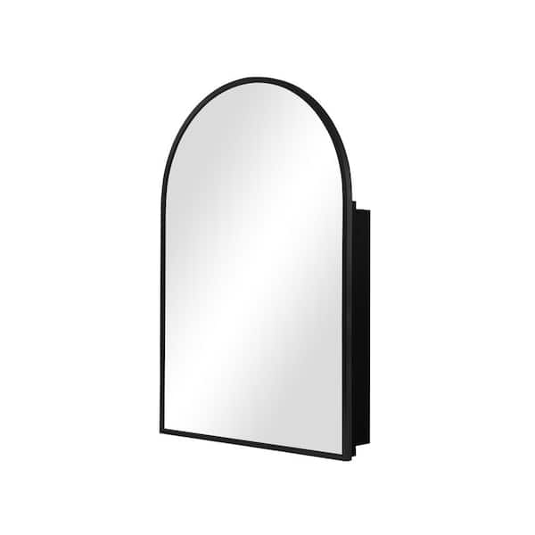 24 in. W x 36 in. H Arched Black Recessed/Surface Mount Medicine Cabinet with Mirror