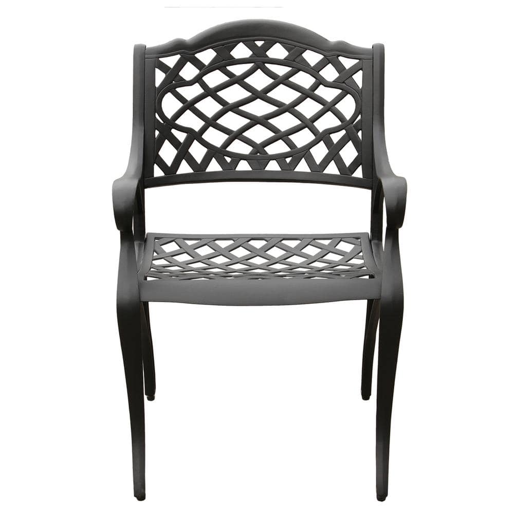 Ornate Black Cast Aluminum Outdoor Dining Chair