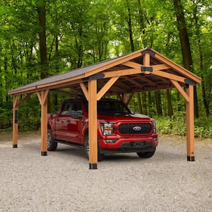 Norwood 24 ft. x 12 ft. All Cedar Wood Outdoor Gazebo Structure with Hard Top Steel Metal Peak Roof and Electric, Brown