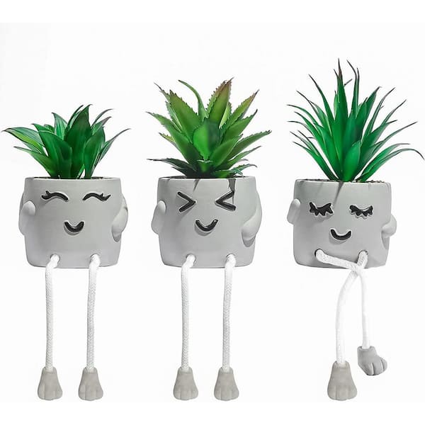 Cubilan 5.5 in. H Green Artificial succulents in pots
