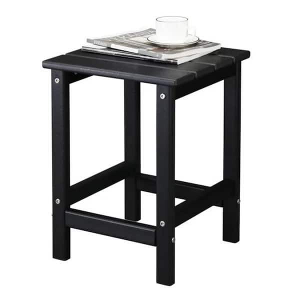 Cubilan 14 in. x 14 in. x 18.5 in. Single Layer Square HDPE Side Table Black